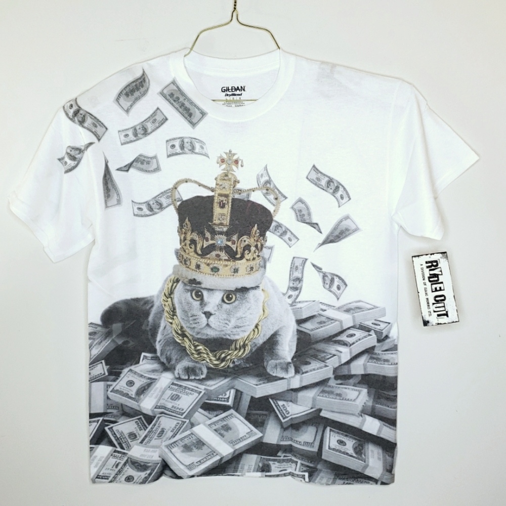 Cat tee Gray Cat Notorious B.I.G Biggie Smalls HipHop Rapper Gangster Thug Kitty - Picture 10 of 10
